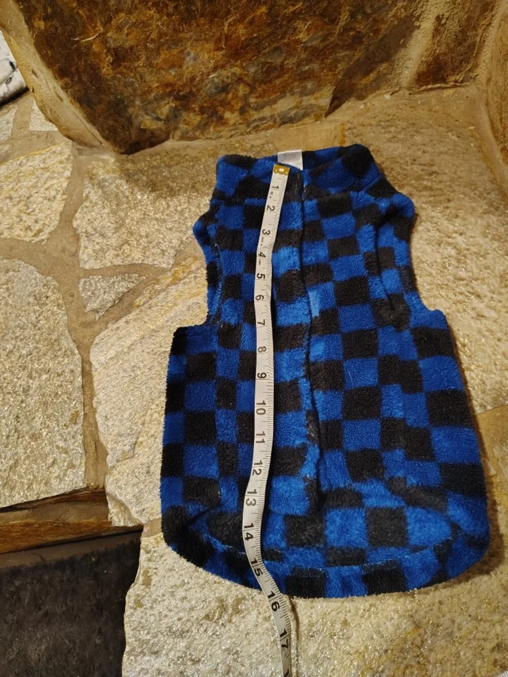 Dog Shirt Size Large Fuzzy Fleece Checkered Blue Black Skull and Crossbones